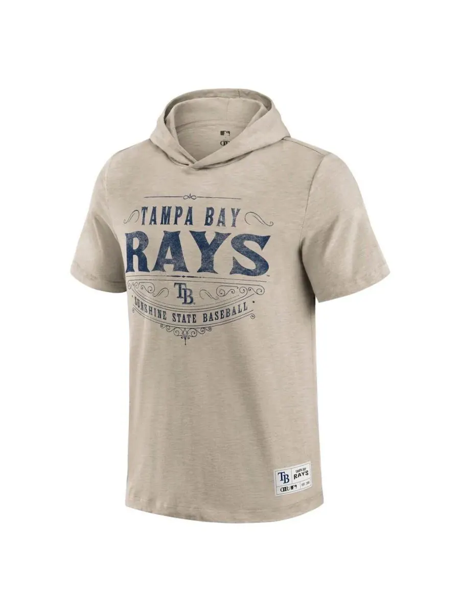 Fanatics Мужская футболка с капюшоном цвета хаки с символикой команды Tampa Bay Rays — изображение 2 из 3, бежевый