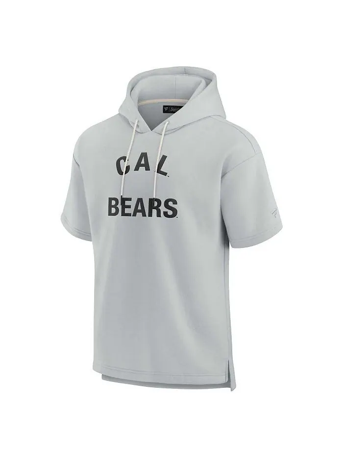 Мужской и женский серый супермягкий флисовый пуловер с капюшоном Cal Bears с короткими рукавами — изображение 3 из 3