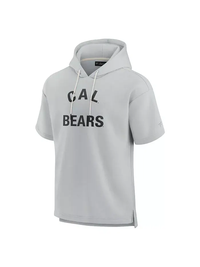 Мужская и женская серая толстовка с капюшоном Cal Bears с короткими рукавами из супермягкого флиса — изображение 3 из 3