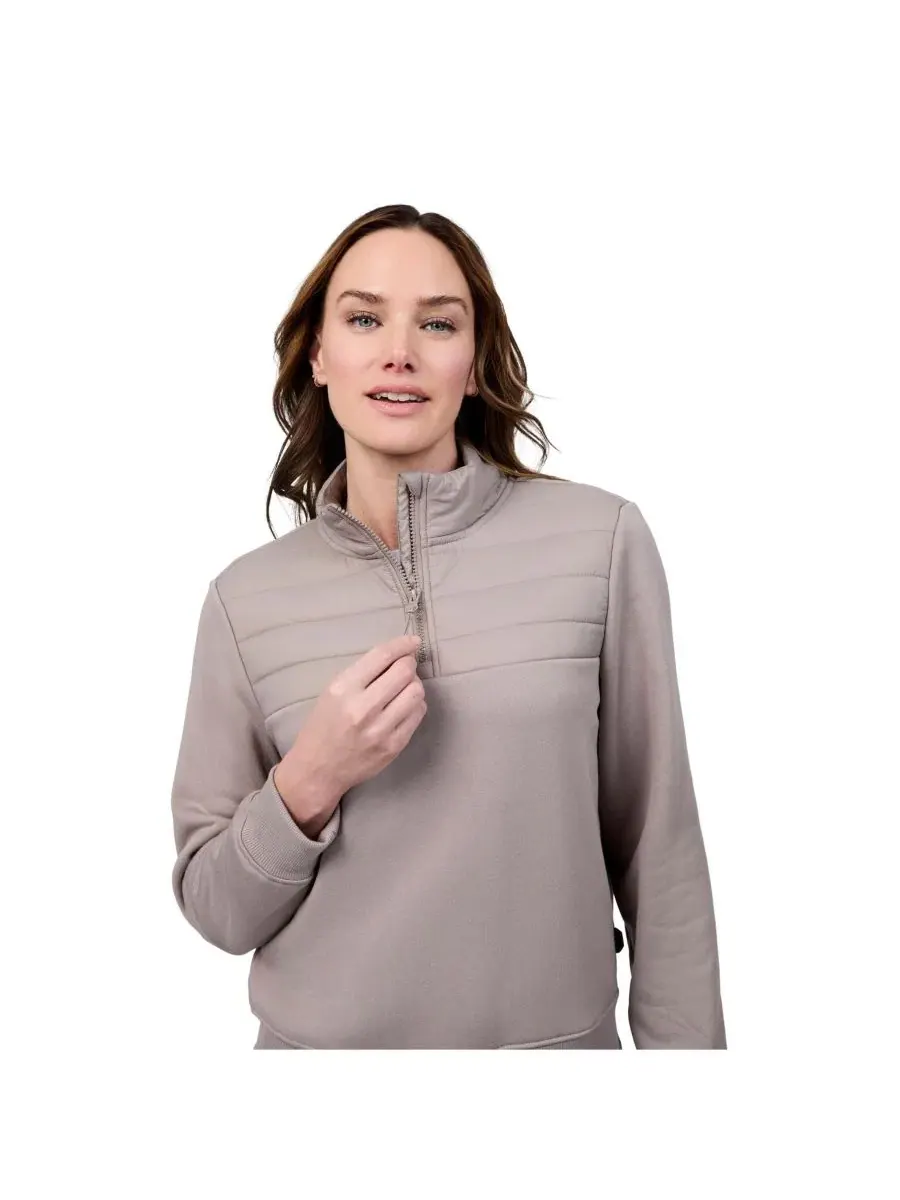 Женская флисовая кофта Cloud Fleece с застежкой-молнией до середины груди Free Country, Taupewood — изображение 2 из 7