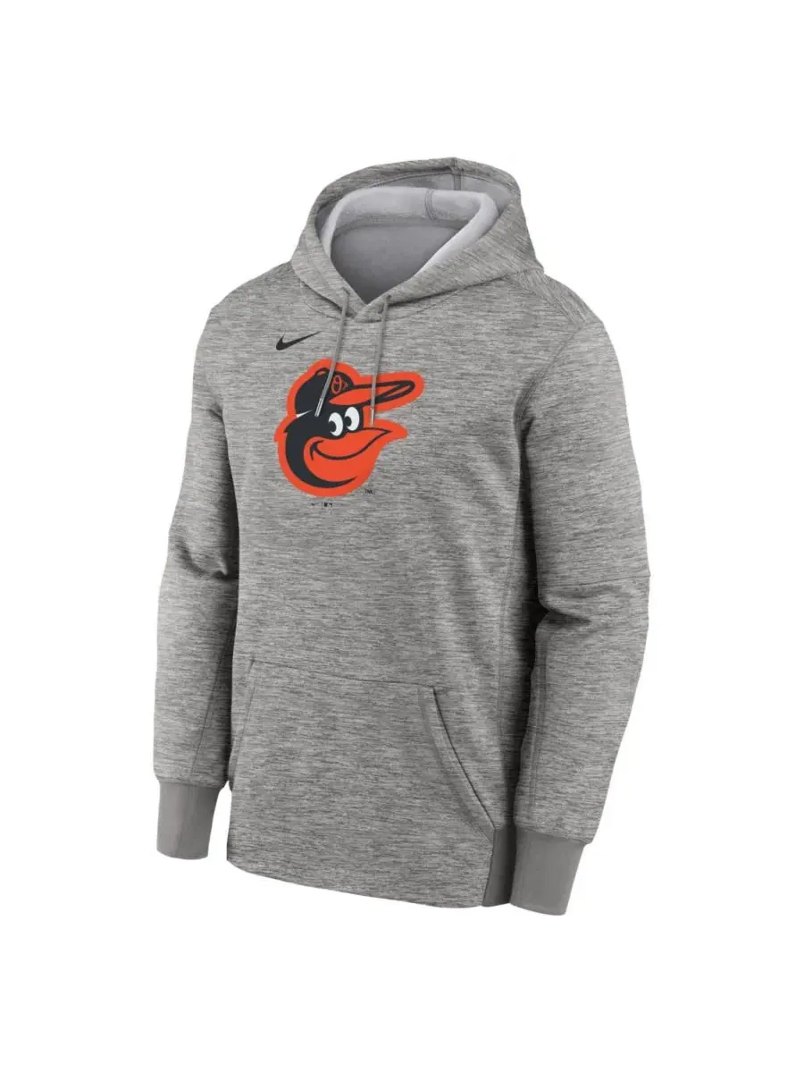 Мужская толстовка Therma серого цвета с основным логотипом Baltimore Orioles Nike — изображение 2 из 3, серый