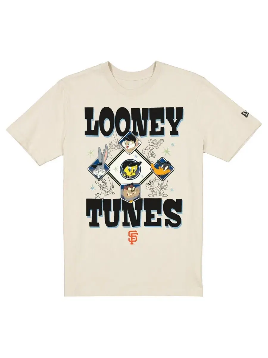 Мужская и женская кремовая футболка San Francisco Giants Looney Tunes New Era