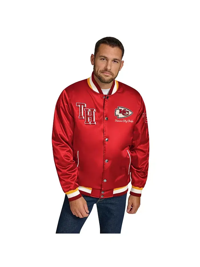 Мужская красная куртка Kansas City Chiefs Dante на молнии, атласная Tommy Hilfiger