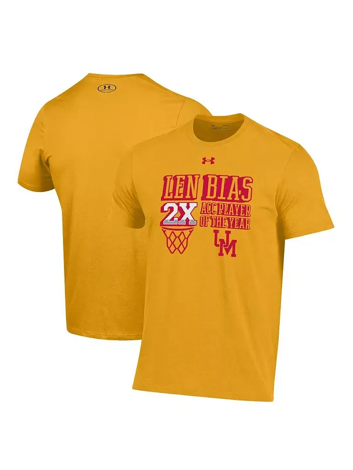 Мужская футболка Maryland Terrapins Len Bias Performance золотистого цвета Under Armour — изображение 2 из 2
