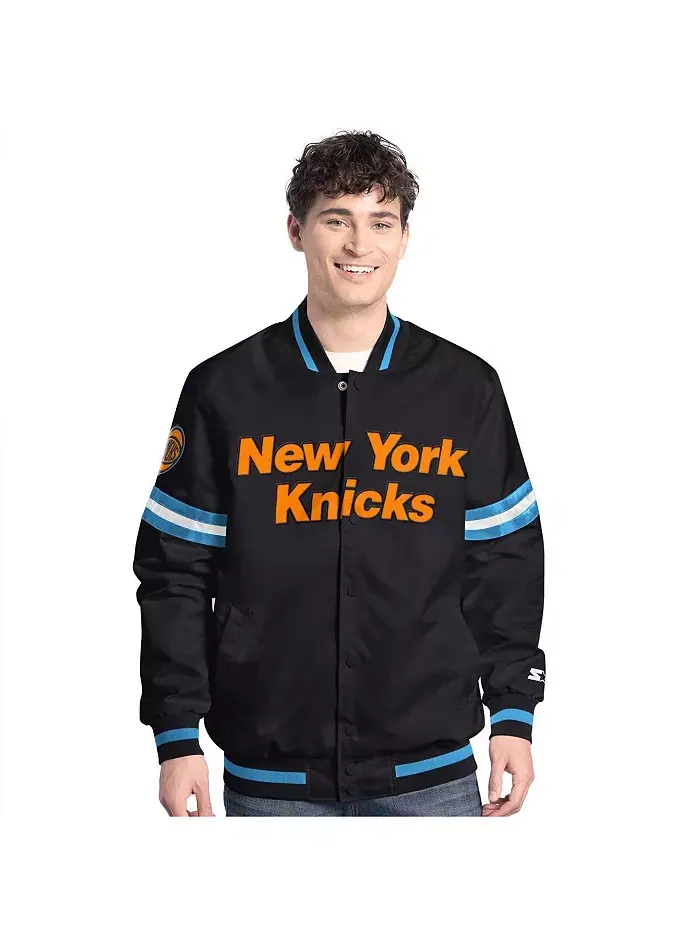 Мужская черная бейсбольная куртка New York Knicks Scout на молнии Starter