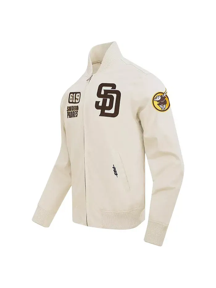 Мужская кремовая куртка на молнии San Diego Padres Area Code Twill Full-Zip Pro Standard — изображение 2 из 4
