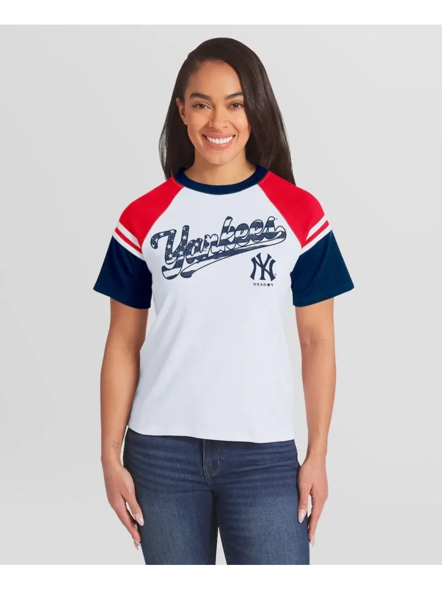 Футболка с рукавом реглан и полосатым принтом New York Yankees WEAR by Erin Andrews