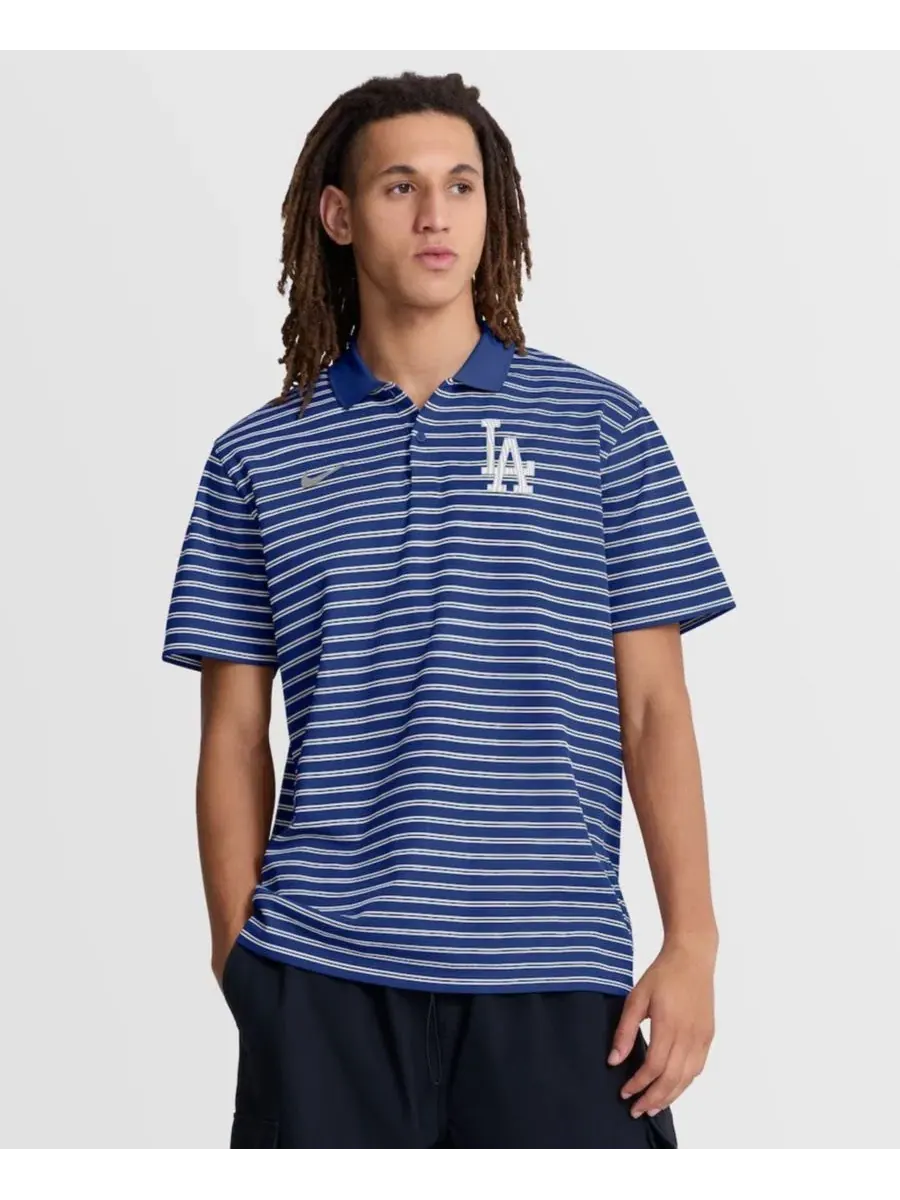 Поло с коротким рукавом, с принтом, Los Angeles Dodgers Striped Victory Dri-FIT Nike