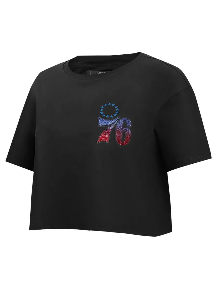 Футболка-кроп с пайетками Jewels Boxy Cropped T-Shirt Pro Standard — изображение 2 из 5, черный