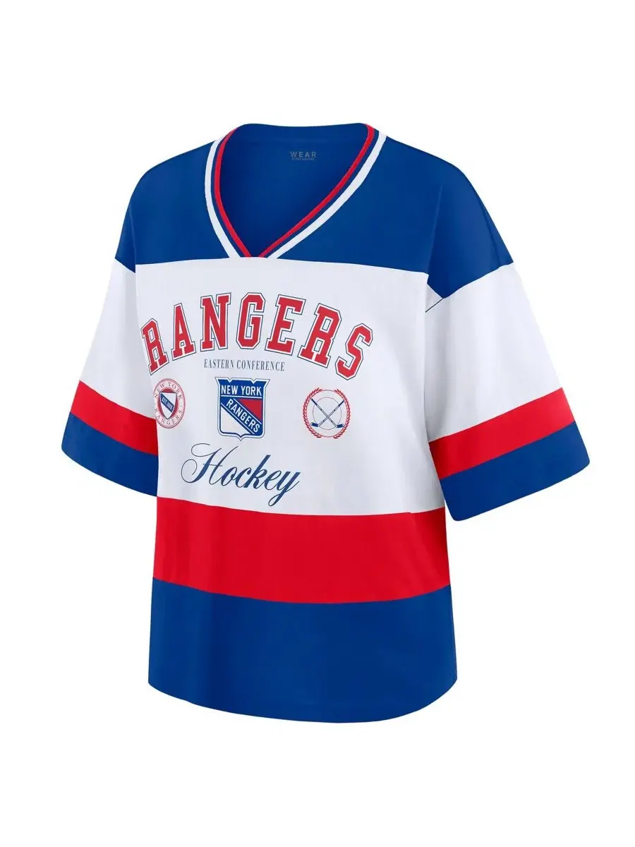 Футболка с V-образным вырезом и реглан-рукавами New York Rangers WEAR by Erin Andrews — изображение 2 из 5, синий