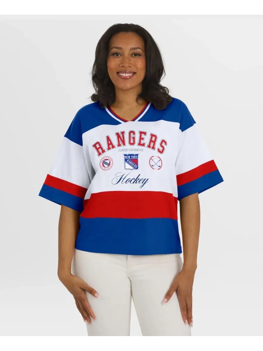 Футболка с V-образным вырезом и реглан-рукавами New York Rangers WEAR by Erin Andrews — изображение 4 из 5, синий