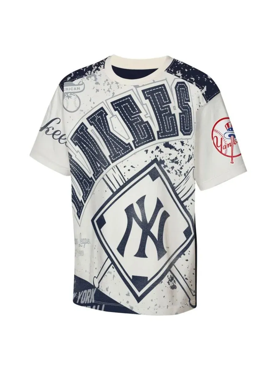 Футболка с принтом New York Yankees Big League Top Player Outerstuff — изображение 2 из 3, кремовый темно-синий