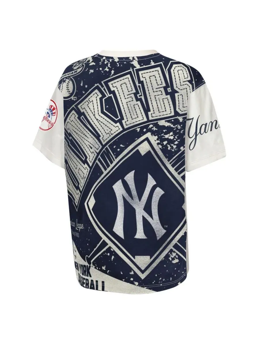 Футболка с принтом New York Yankees Big League Top Player Outerstuff — изображение 3 из 3, кремовый темно-синий