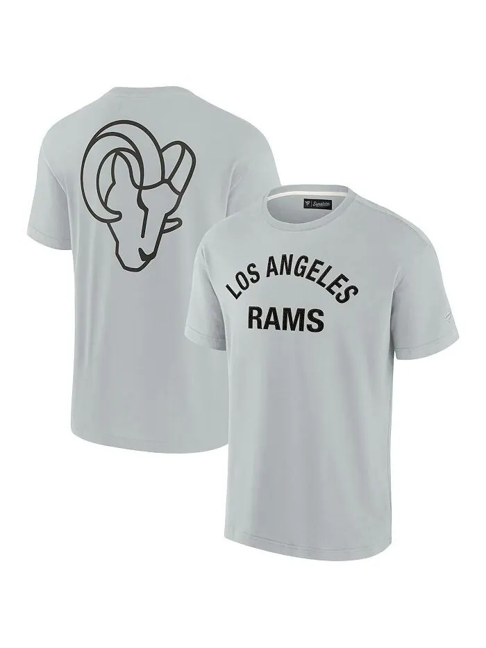 Мужская и женская серая супермягкая футболка Los Angeles Rams с коротким рукавом Fanatics Signature — изображение 3 из 4
