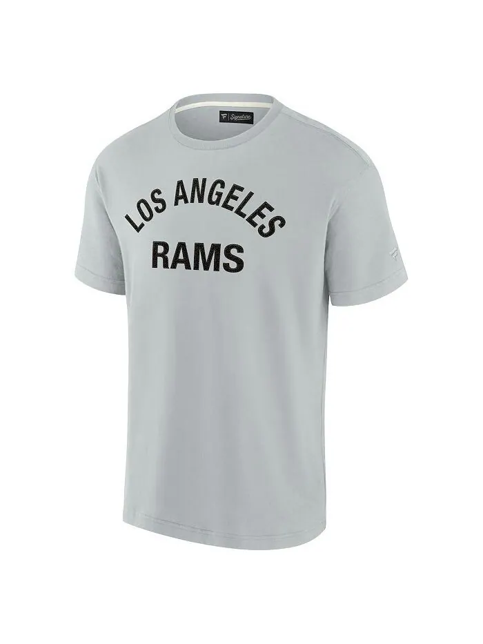 Мужская и женская серая супермягкая футболка Los Angeles Rams с коротким рукавом Fanatics Signature — изображение 4 из 4