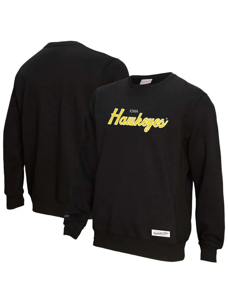 Mitchell & Ness Мужская черная толстовка с надписью Iowa Hawkeyes Elite Script