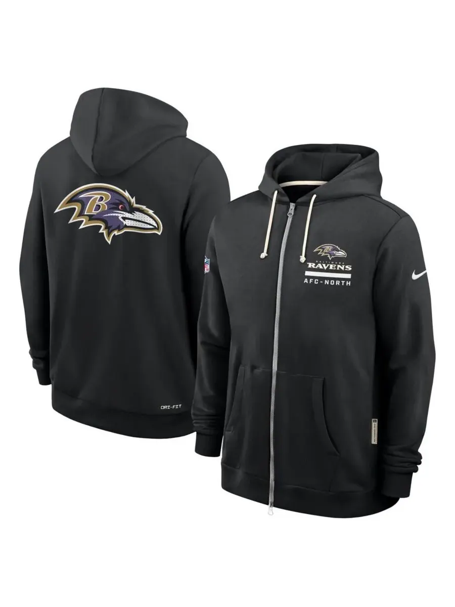Nike Мужская черная толстовка на молнии Baltimore Ravens Sideline Utility Player Performance