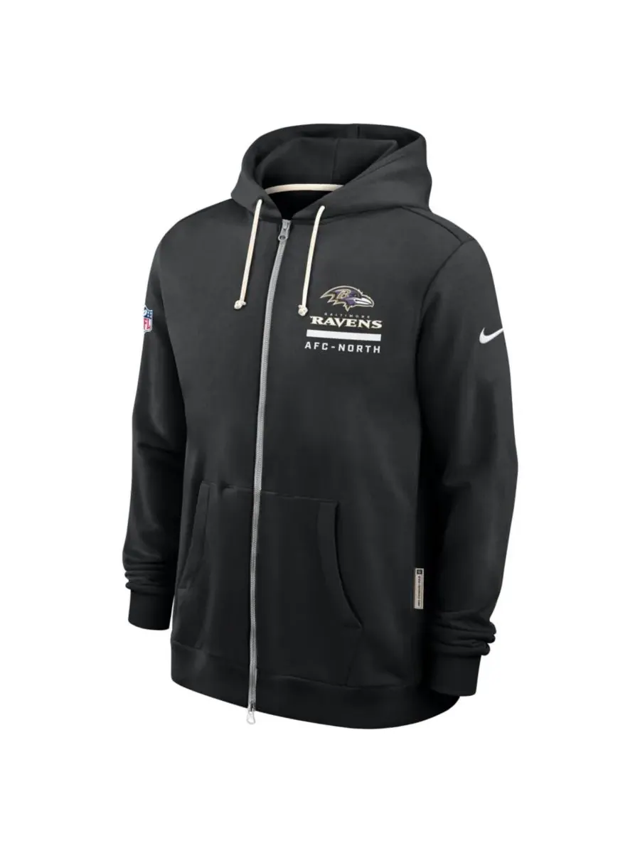 Nike Мужская черная толстовка на молнии Baltimore Ravens Sideline Utility Player Performance — изображение 2 из 2, черный