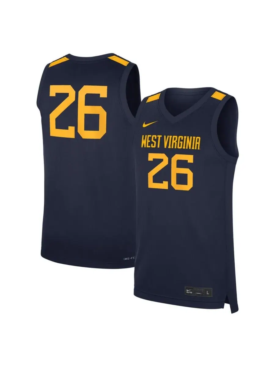 Nike Мужская баскетбольная майка West Virginia Mountaineers Road Replica, размер 26