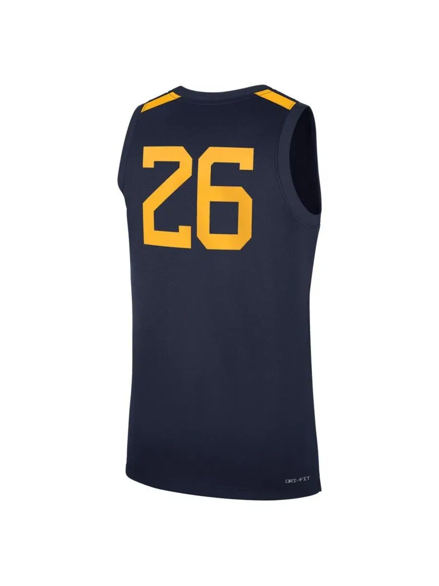 Nike Мужская баскетбольная майка West Virginia Mountaineers Road Replica, размер 26 — изображение 3 из 3, темно-синий