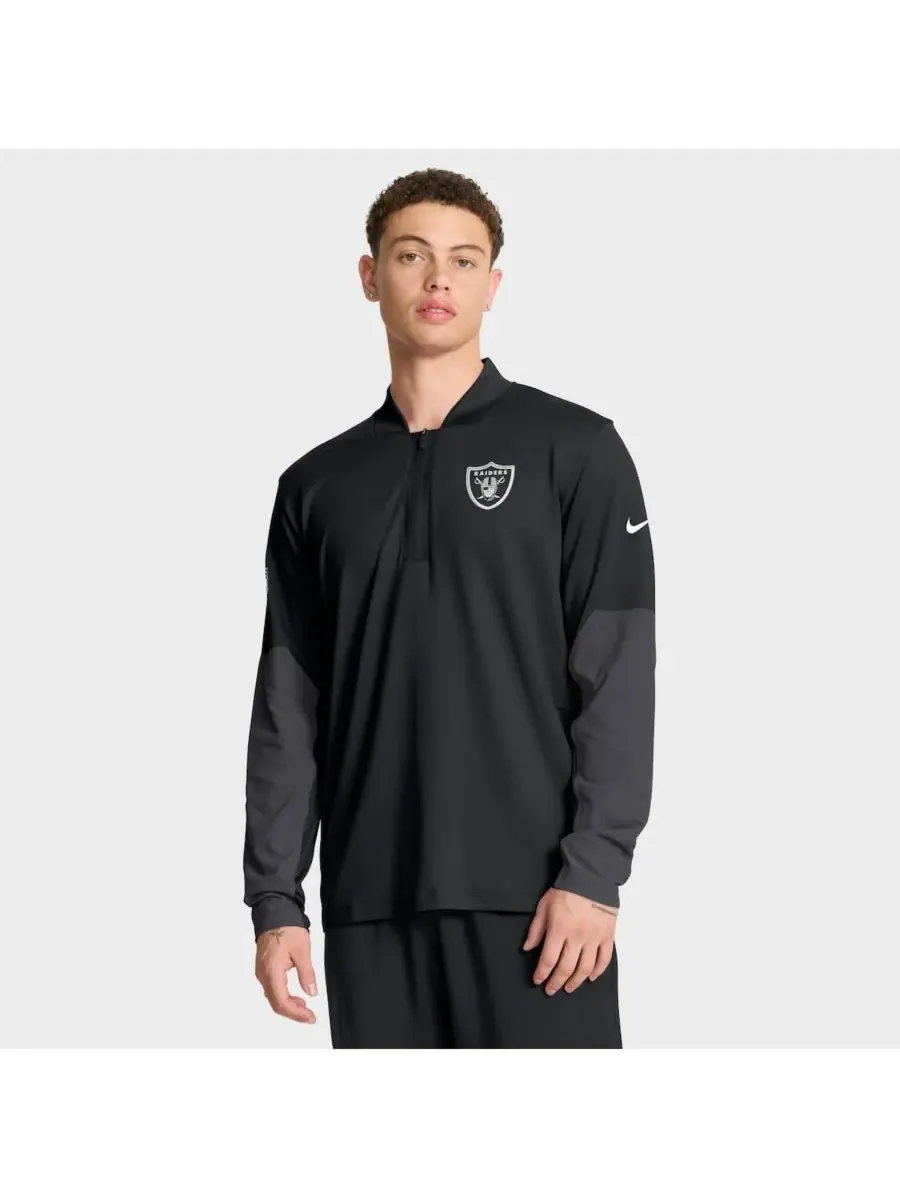 Nike Мужской черный пуловер с половинной молнией Las Vegas Raiders Sideline Feel The Pressure