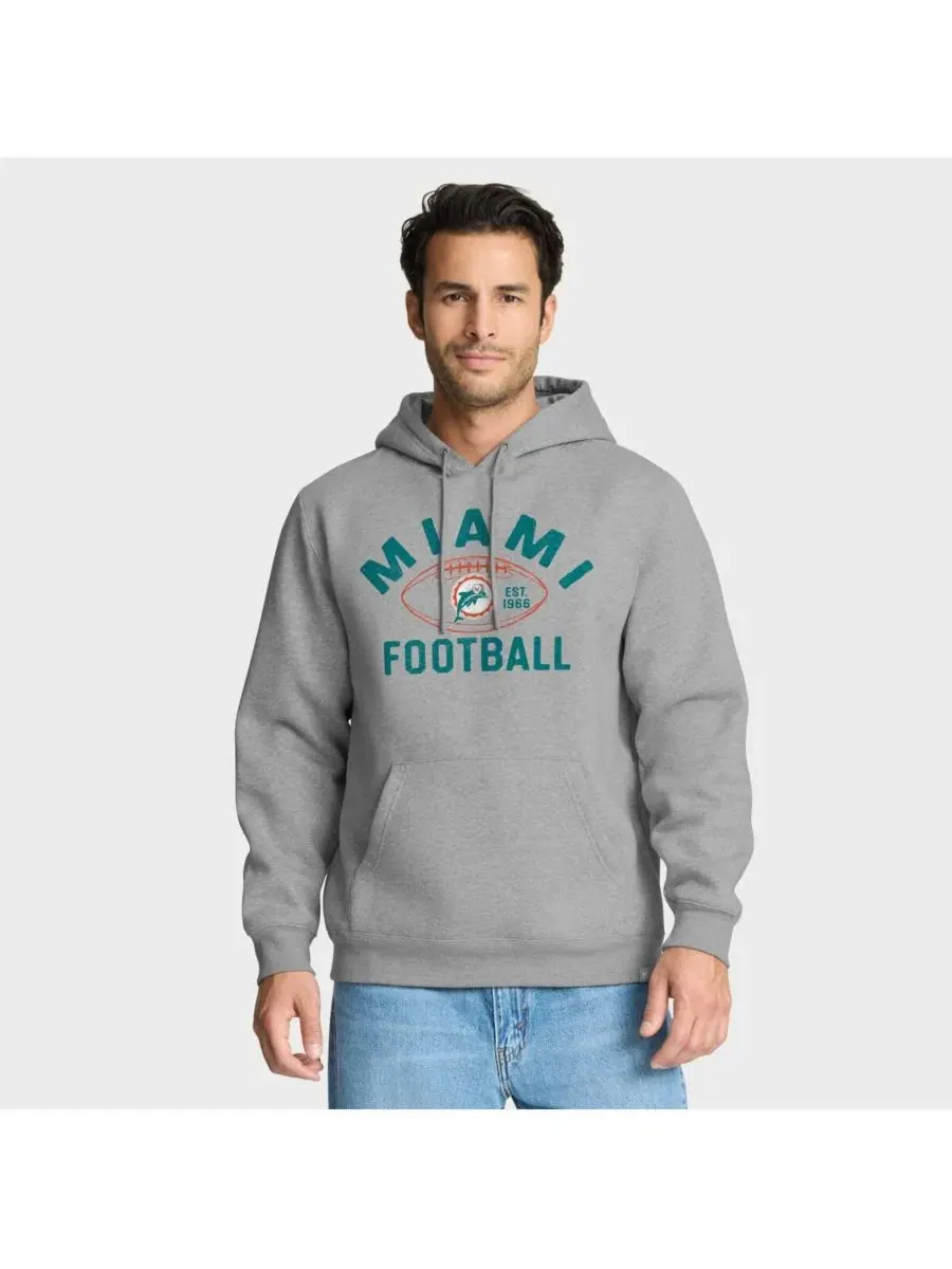 Fanatics Мужская толстовка с капюшоном Heather Gray Miami Dolphins Fumblerooski Legacy