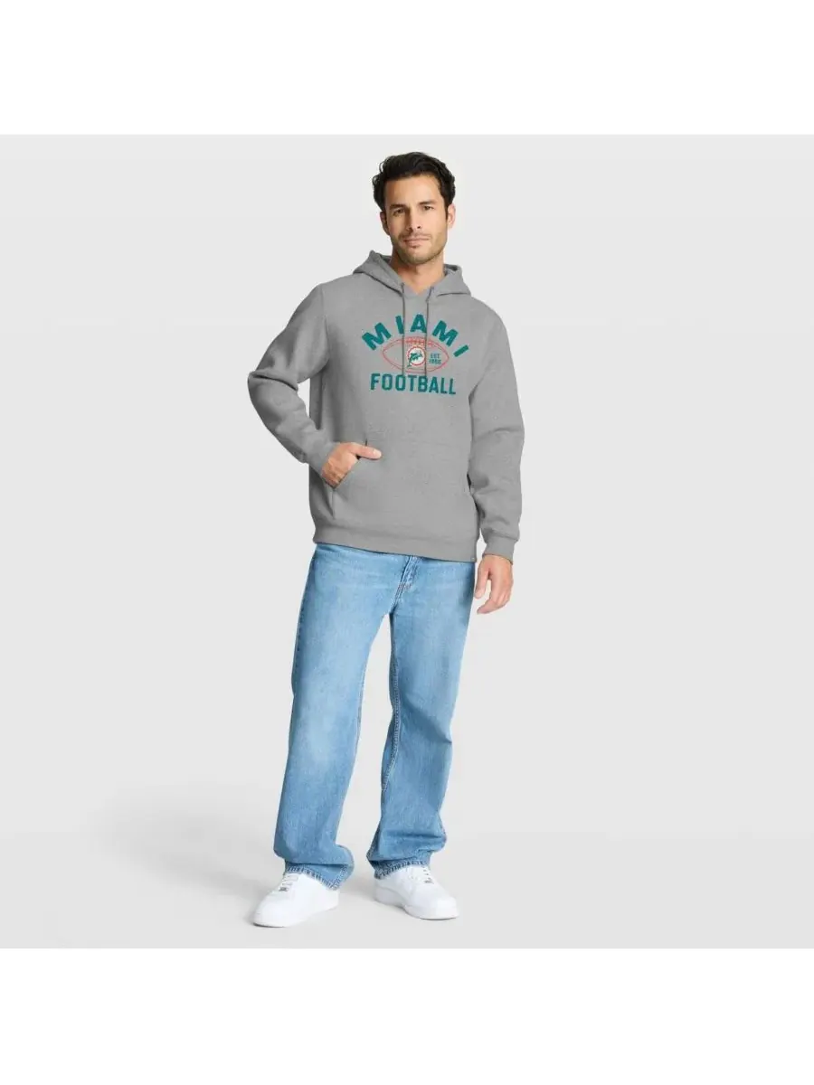 Fanatics Мужская толстовка с капюшоном Heather Gray Miami Dolphins Fumblerooski Legacy — изображение 3 из 5, серый