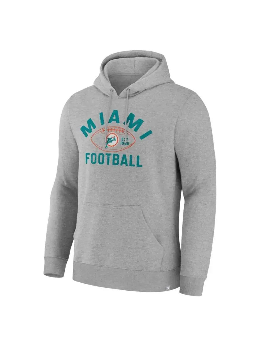 Fanatics Мужская толстовка с капюшоном Heather Gray Miami Dolphins Fumblerooski Legacy — изображение 4 из 5, серый