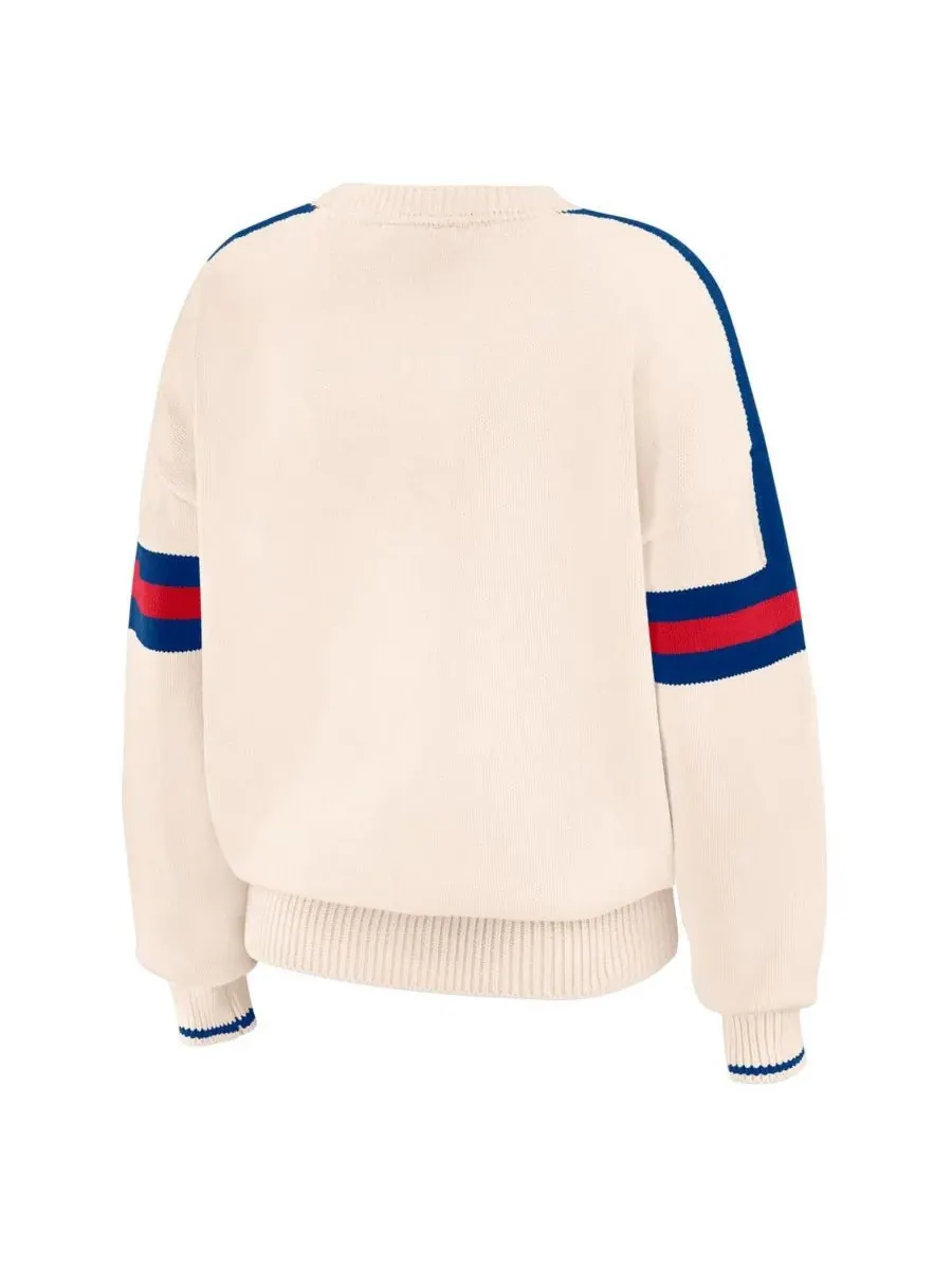 WEAR by Erin Andrews Женский кремовый полосатый пуловер с символикой команды Chicago Cubs — изображение 3 из 4