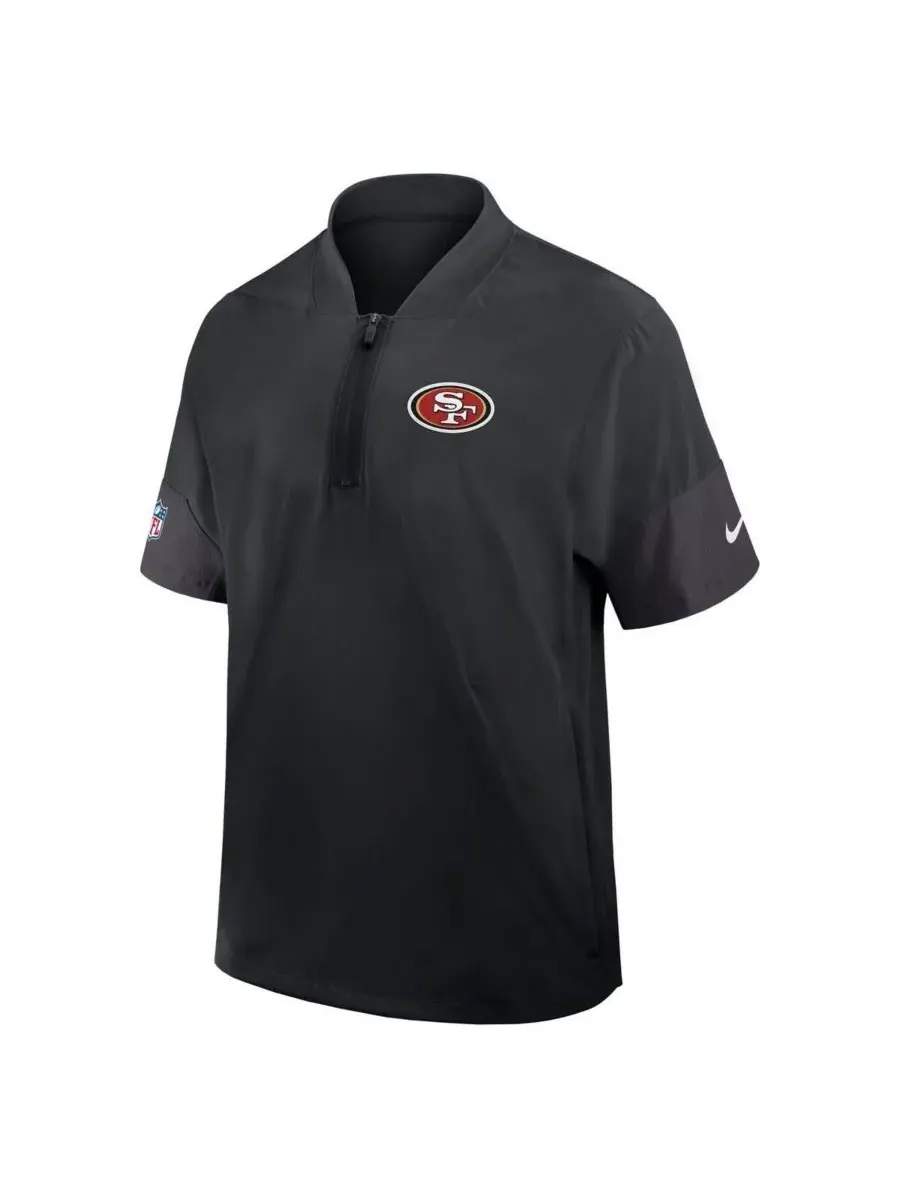 Nike Мужская черная спортивная куртка San Francisco 49ers Sideline с коротким рукавом и — изображение 2 из 3, черный