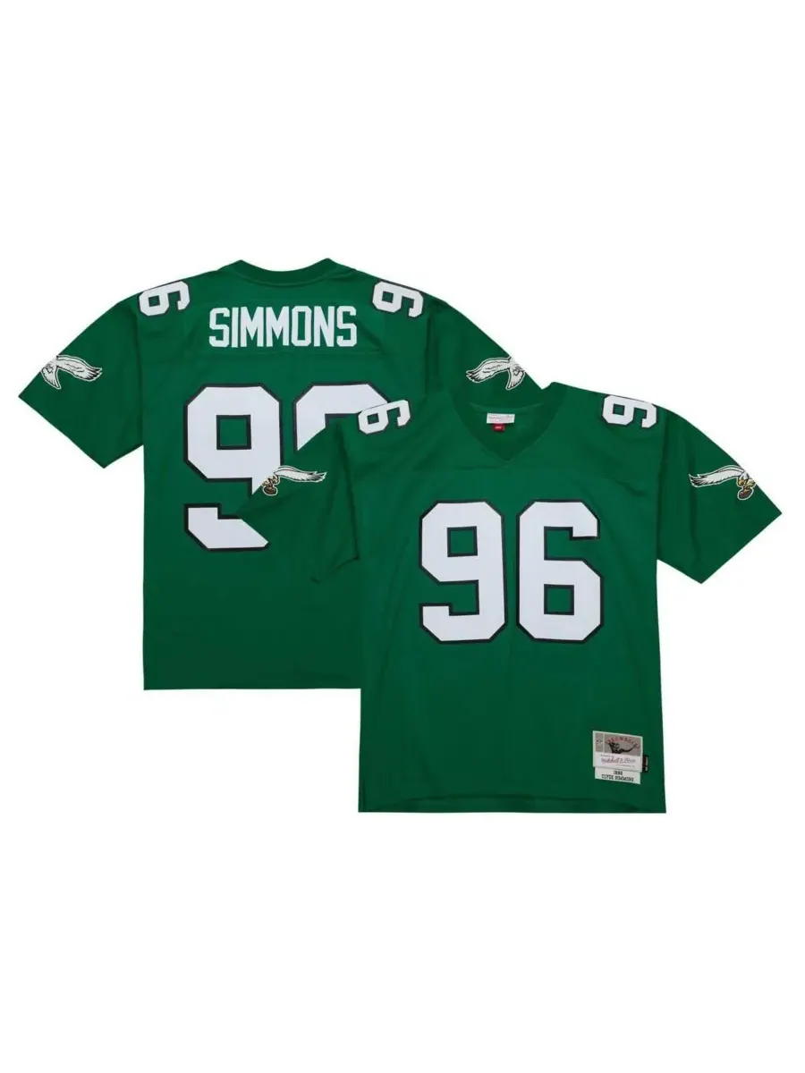 Mitchell & Ness Мужская реплика футболки Clyde Simmons Kelly Green Philadelphia Eagles Legacy