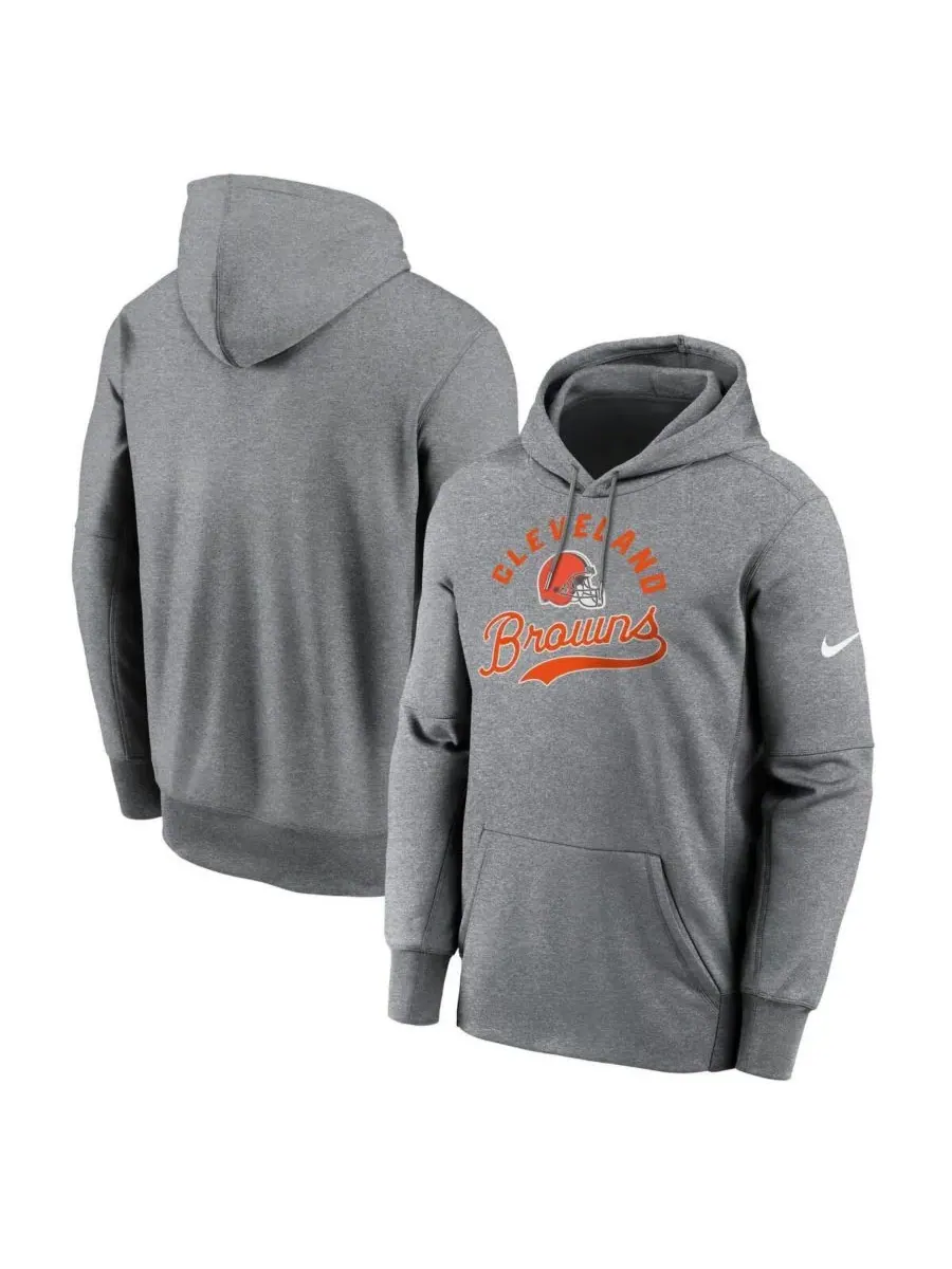 Nike Мужская флисовая толстовка с капюшоном цвета меланж с символикой команды Cleveland Browns