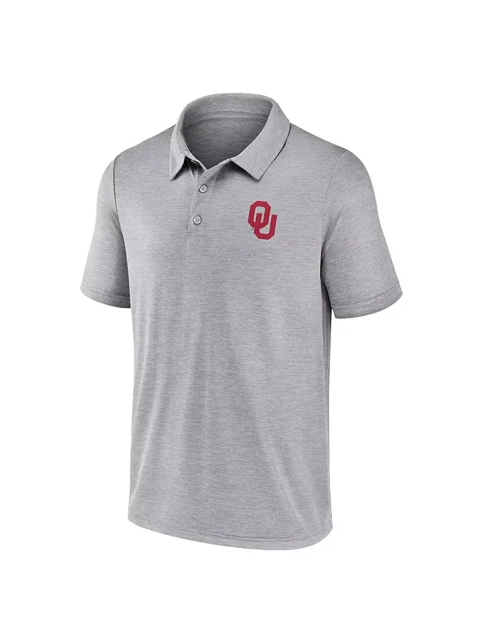 Мужская серая поло Oklahoma Sooners с основным логотипом в полоску Fanatics — изображение 2 из 3