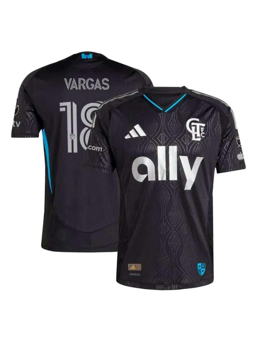 Футболка с длинным рукавом Kerwin Vargas Charlotte FC 2025 Fortress Kit On-Field Authentic adidas