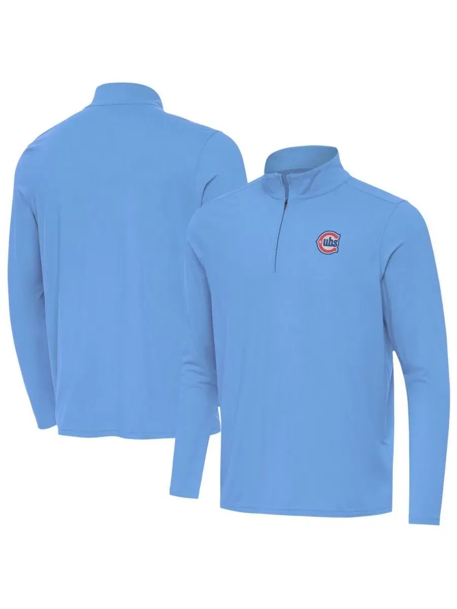 Пуловер с четверть-молнией Chicago Cubs Alternate Logo Intent Powder Blue Antigua