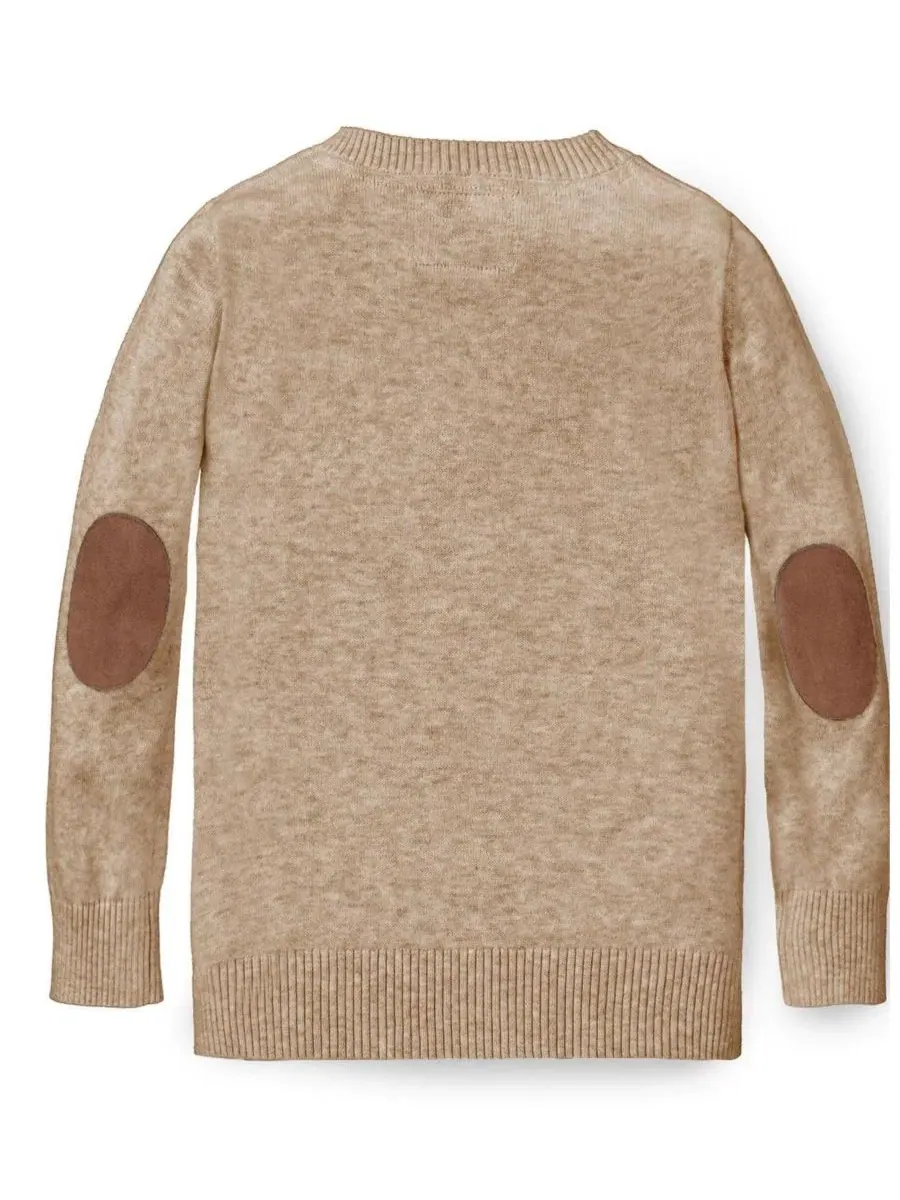 Свитер с V-образным вырезом и налокотниками Hope & Henry, Camel Heather — изображение 3 из 3