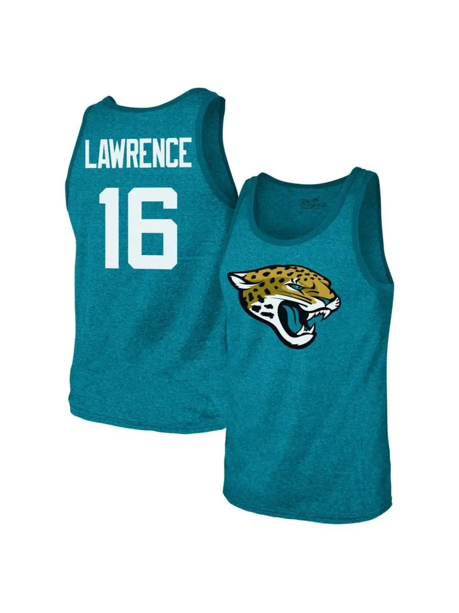 Мужская майка Threads Trevor Lawrence Teal Jacksonville Jaguars Tri-Blend с именем и номером игрока