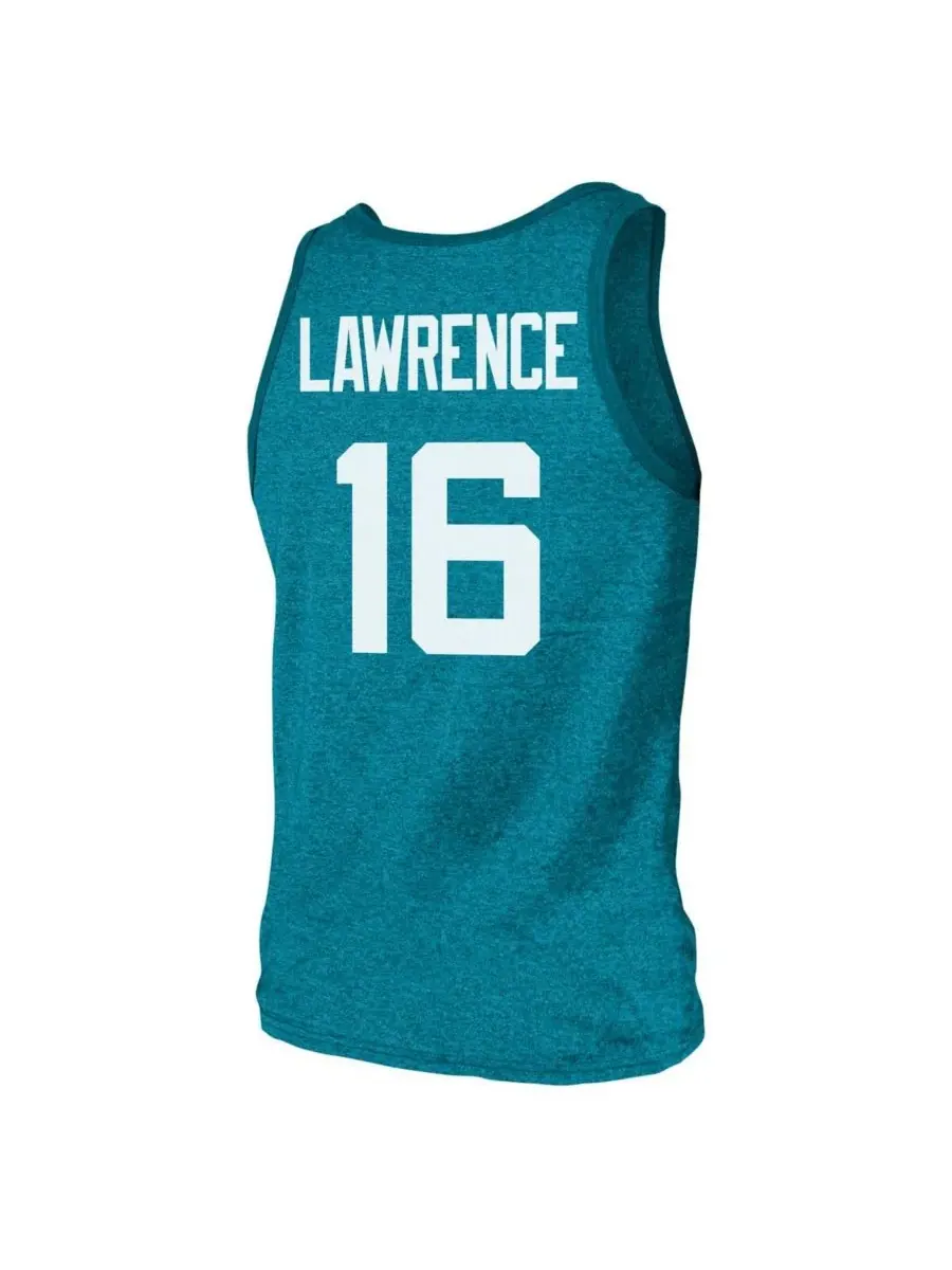 Мужская майка Threads Trevor Lawrence Teal Jacksonville Jaguars Tri-Blend с именем и номером игрока — изображение 2 из 3