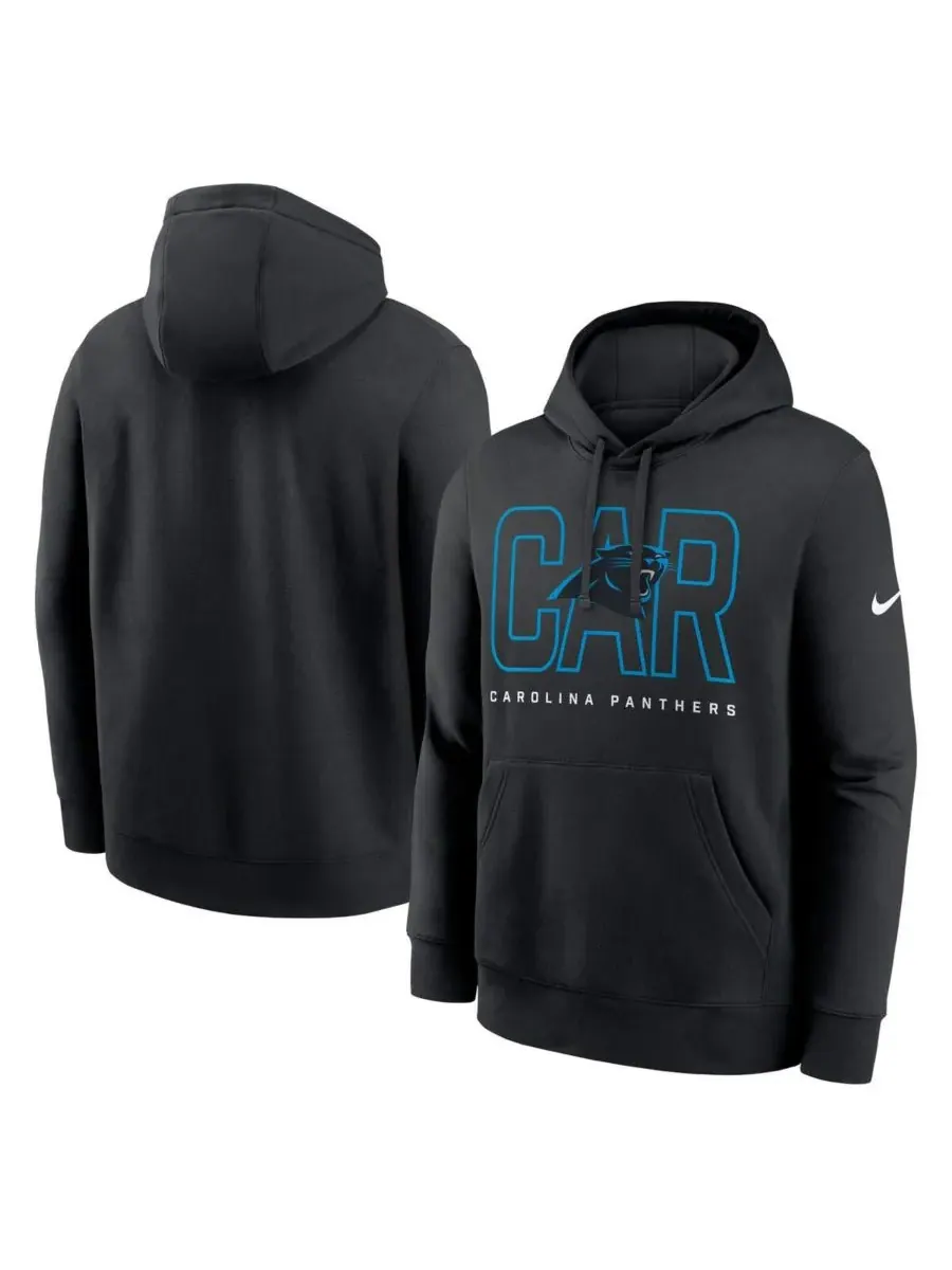 Nike Мужская черная флисовая толстовка с капюшоном Carolina Panthers Busted Play Club