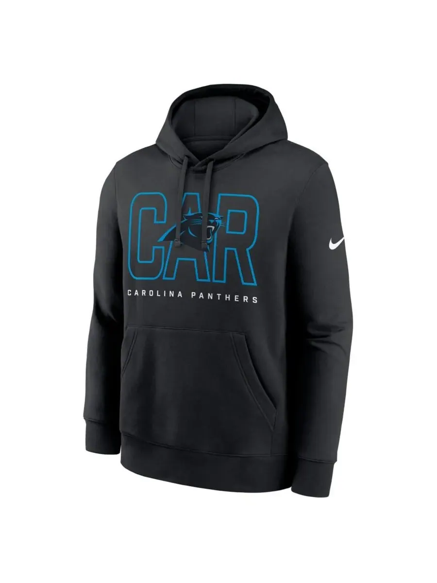 Nike Мужская черная флисовая толстовка с капюшоном Carolina Panthers Busted Play Club — изображение 2 из 3, черный