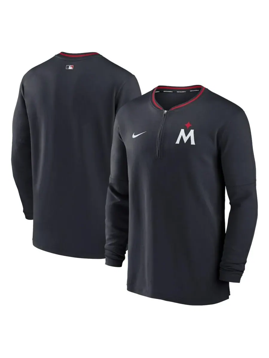 Nike Мужская темно-синяя футболка Minnesota Twins из аутентичной коллекции Performance с половинной