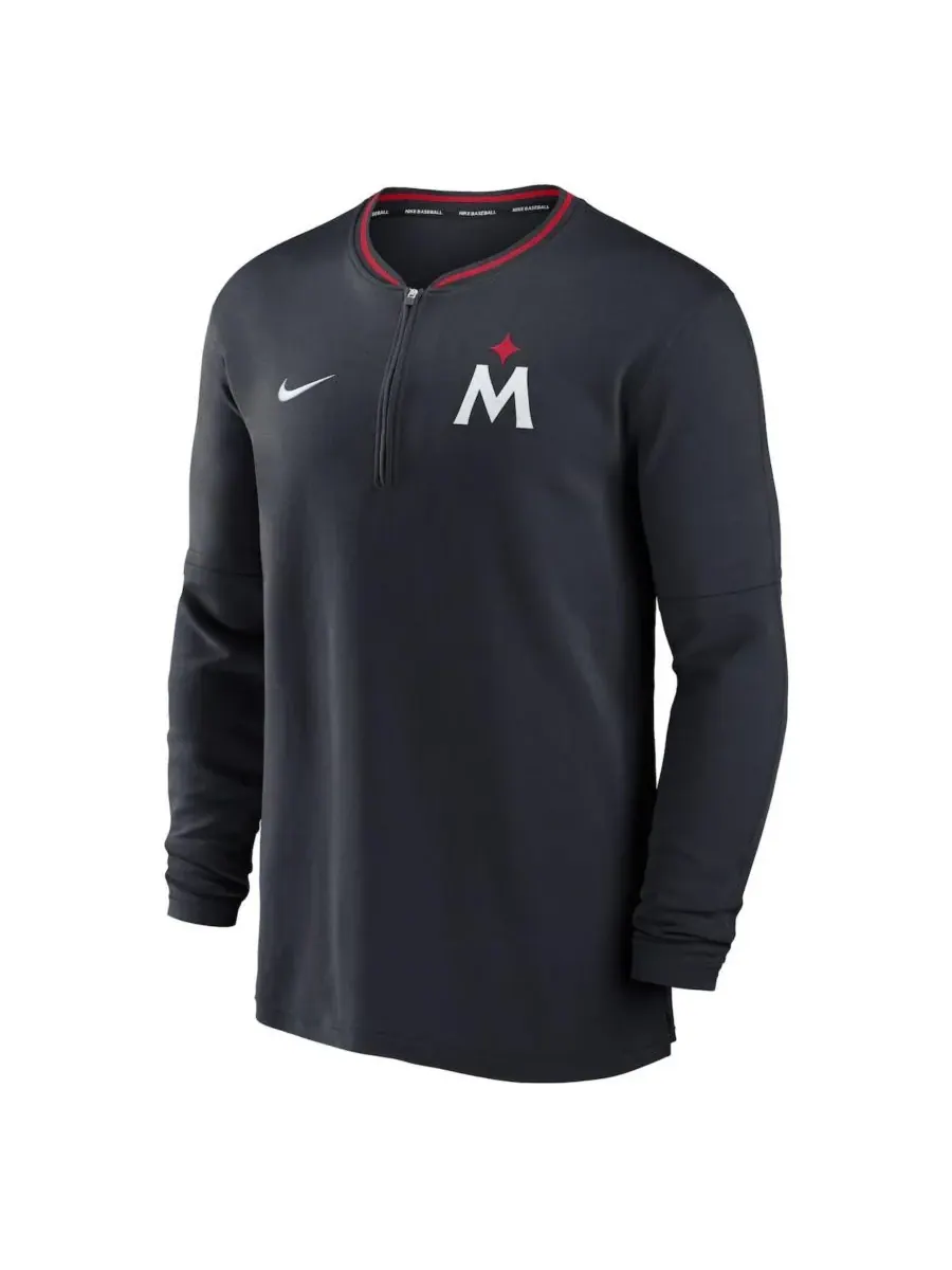 Nike Мужская темно-синяя футболка Minnesota Twins из аутентичной коллекции Performance с половинной — изображение 2 из 3