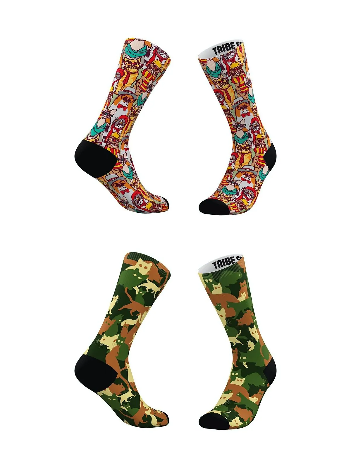 Мужские и женские носки Hipster Cat-Moflage, набор из 2 шт. Tribe Socks