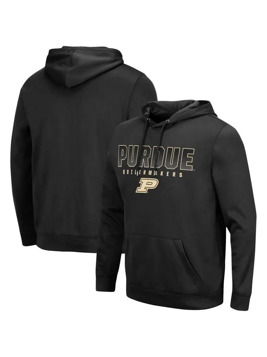 Colosseum Мужская черная толстовка с капюшоном Purdue Boilermakers Blackout 3.0