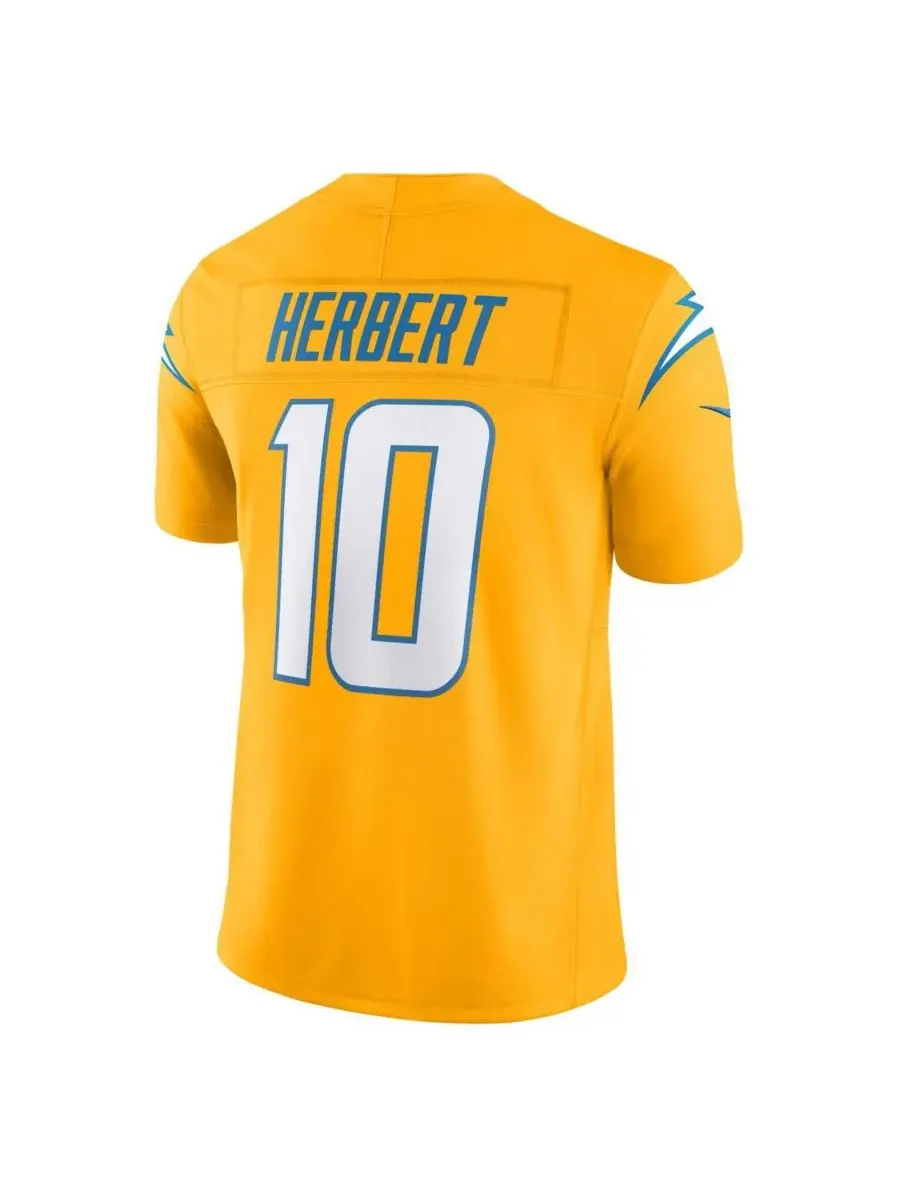 Мужская золотая футболка Джастина Герберта Los Angeles Chargers Alternate Charger Power Vapor FUSE — изображение 2 из 3