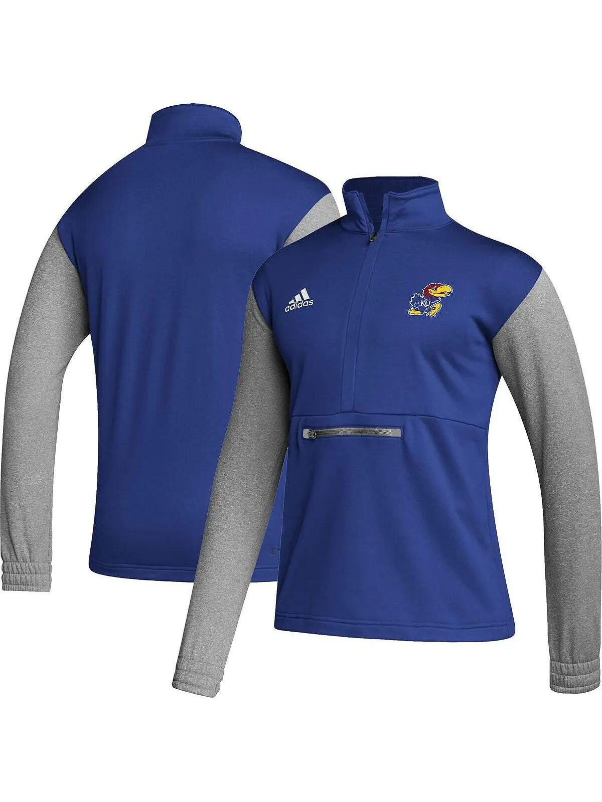 Мужская футболка с молнией до половины длины Kansas Jayhawks Team AEROREADY королевского