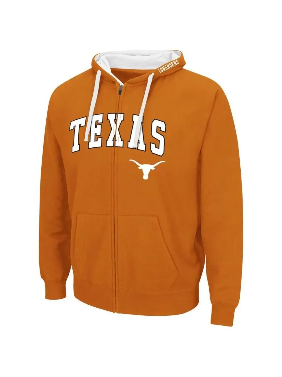 Colosseum Мужская толстовка на молнии с оранжевым принтом Texas Longhorns, большого размера — изображение 2 из 3, оранжевый