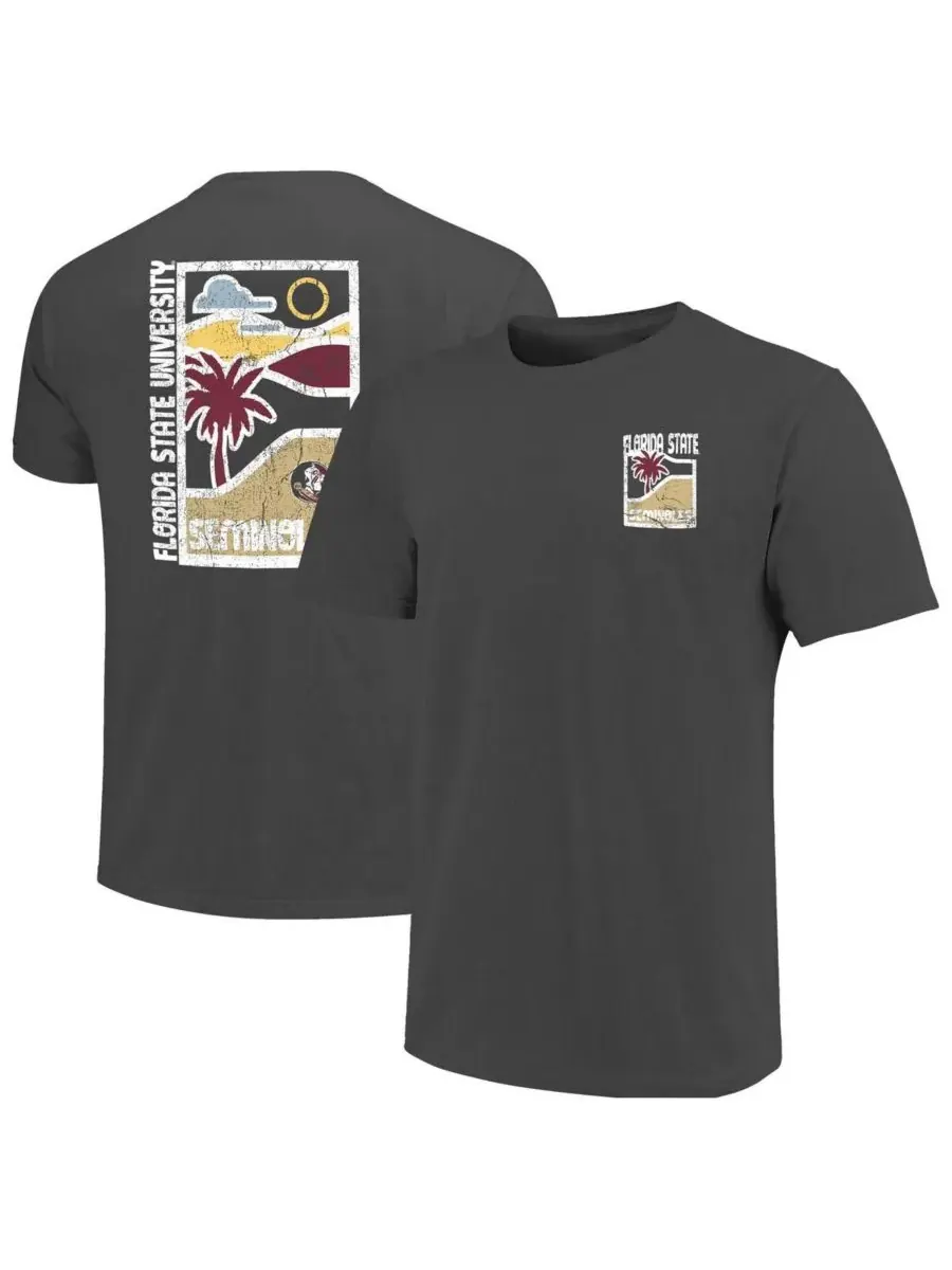 Image One Мужская футболка Florida State Seminoles Graphite Comfort Colors Minimal Vista Distressed