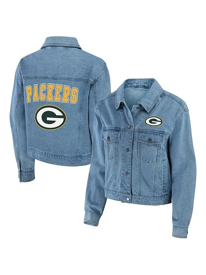 Женская джинсовая куртка на пуговицах Green Bay Packers WEAR by Erin Andrews