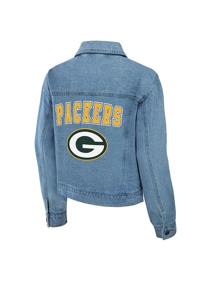 Женская джинсовая куртка на пуговицах Green Bay Packers WEAR by Erin Andrews — изображение 2 из 2, синий